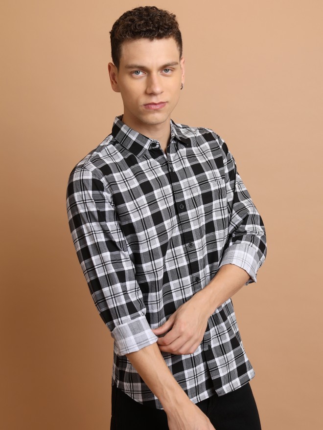 Buy Highlander Black Checked Slim Fit Casual Shirt for Men Online at Rs ...