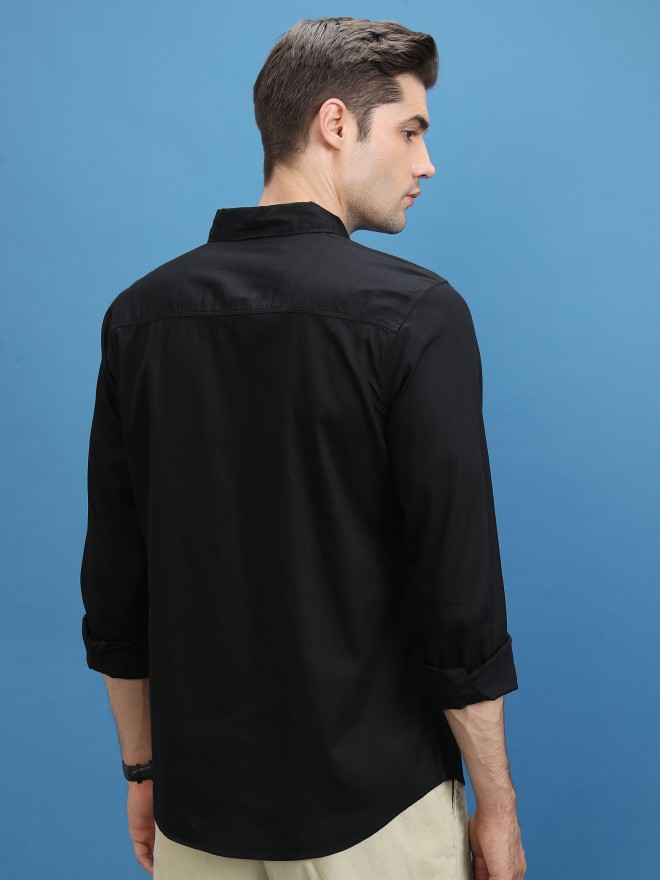 Buy Highlander Black Solid Slim Fit Casual Shirt for Men Online at Rs ...