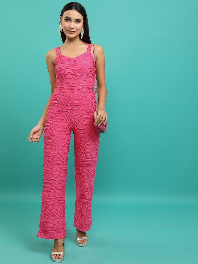 Tokyo Talkies Women Pink Solid Jumpsuits 