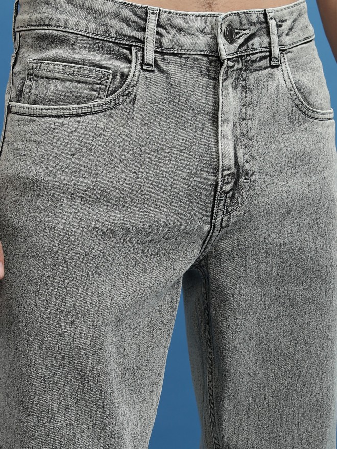 Highlander Men Grey Tapered Fit Clean Look  Jeans 