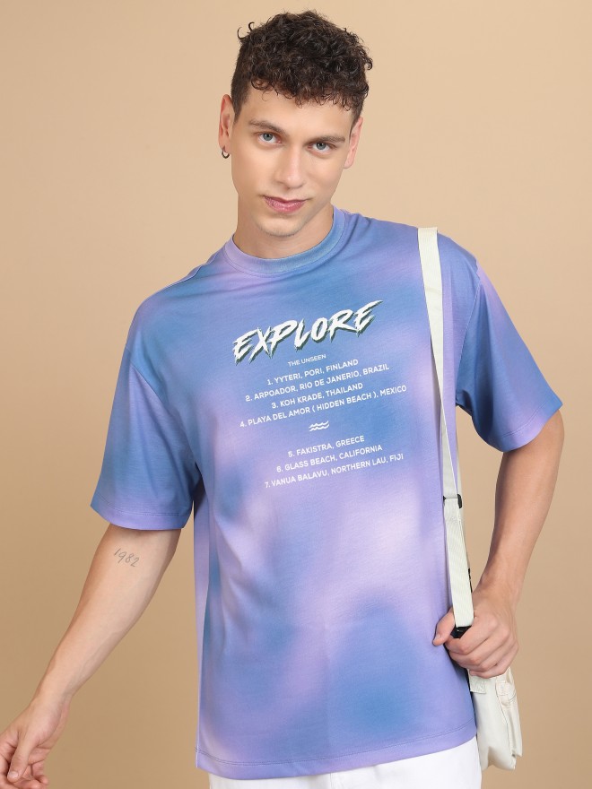 Buy Highlander Purple Printed Oversized Fit T-Shirt for Unisex