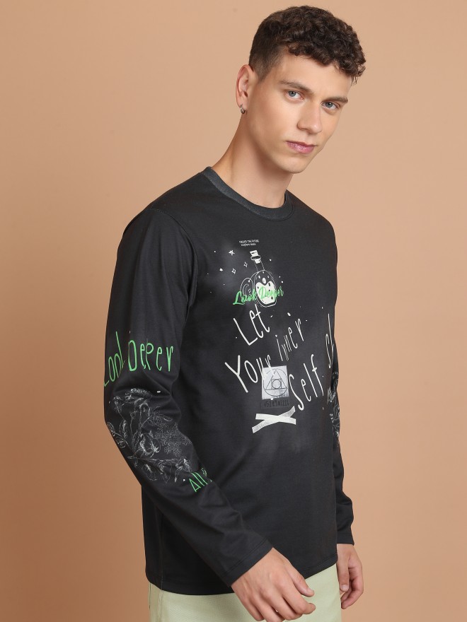 Highlander Unisex Black Printed Oversized Fit T-Shirt