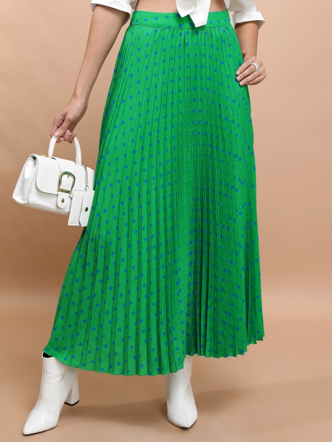 Tokyo Talkies Women Green Maxi Skirts 