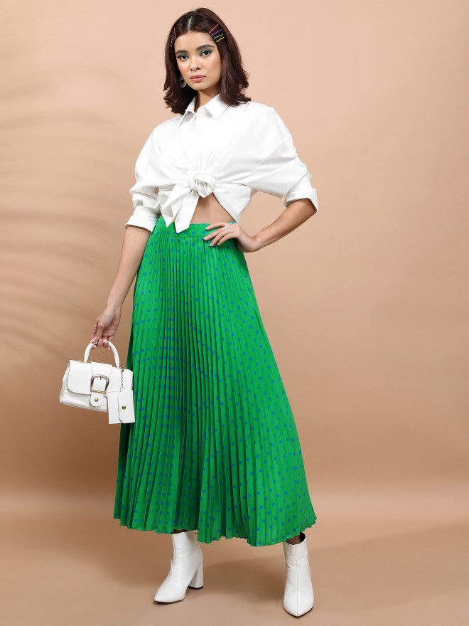 Tokyo Talkies Women Green Maxi Skirts 