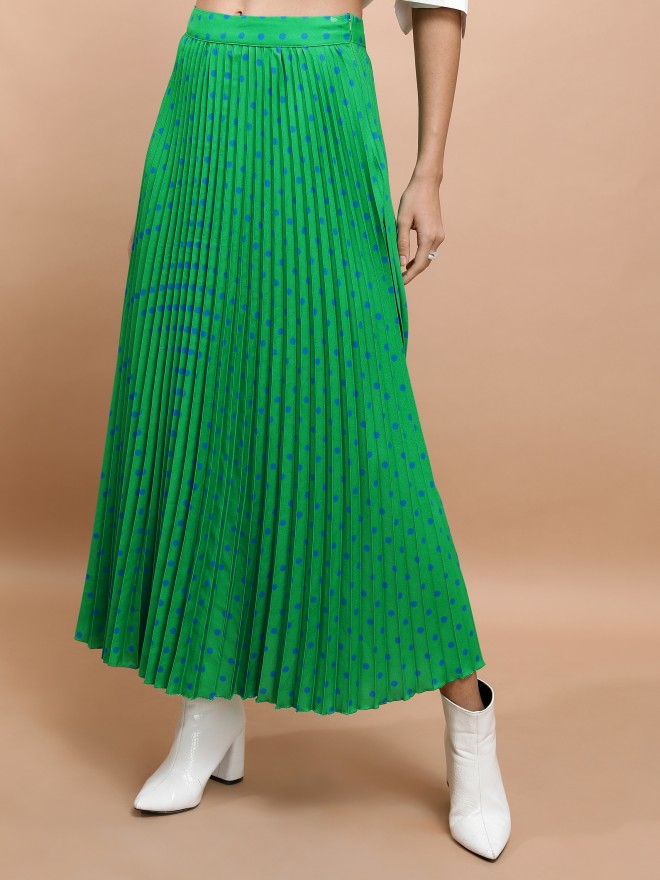 Tokyo Talkies Women Green Maxi Skirts 