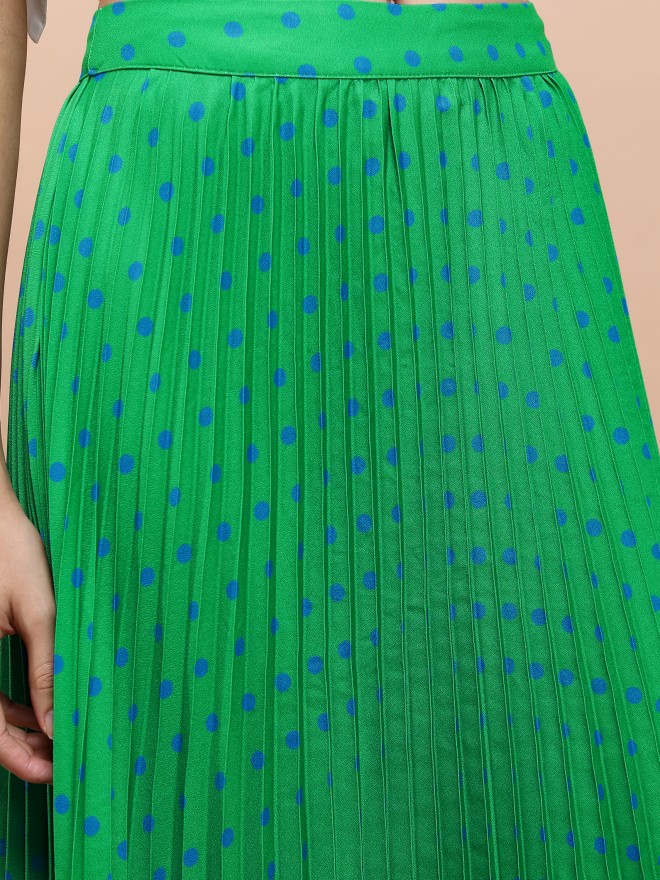 Tokyo Talkies Women Green Maxi Skirts 