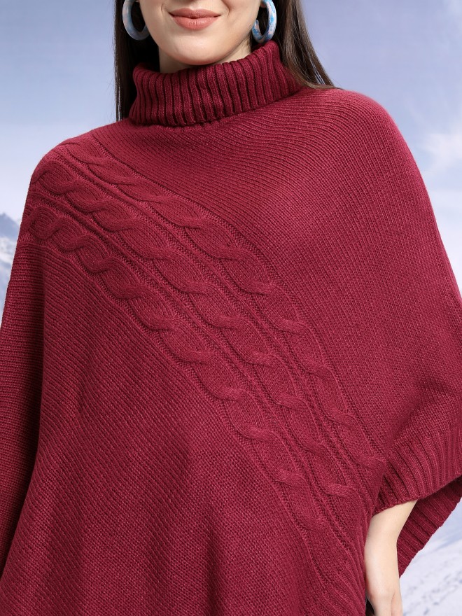 Maroon poncho clearance sweater