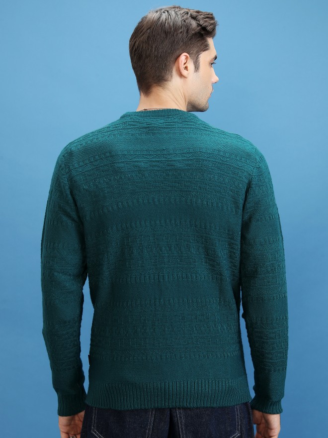 Buy Highlander Green Round Neck Self Design Sweater for Men Online at Rs.567  - Ketch