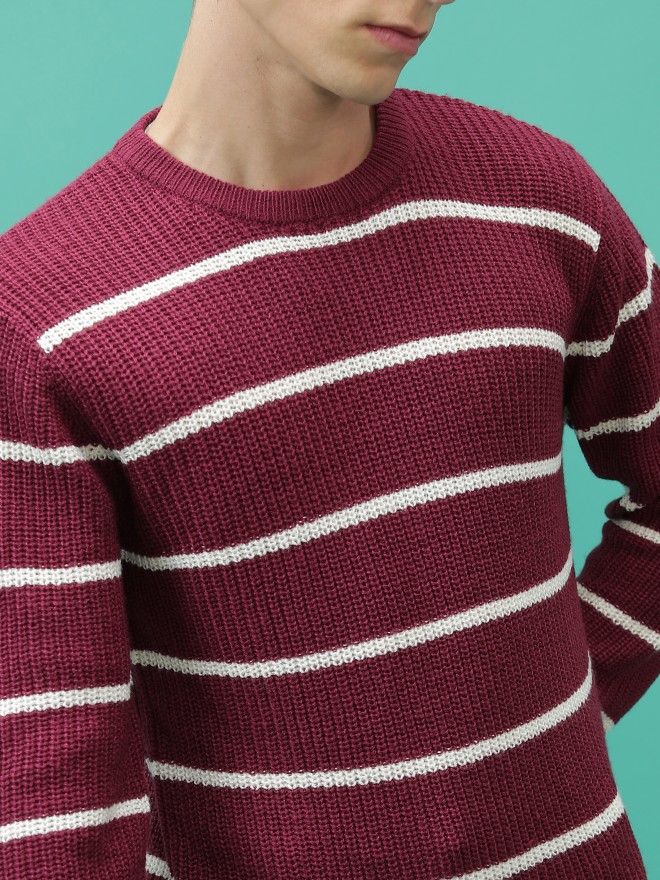 Burgundy clearance striped sweater