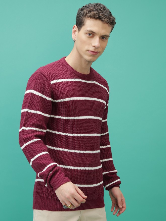 Maroon striped outlet sweater