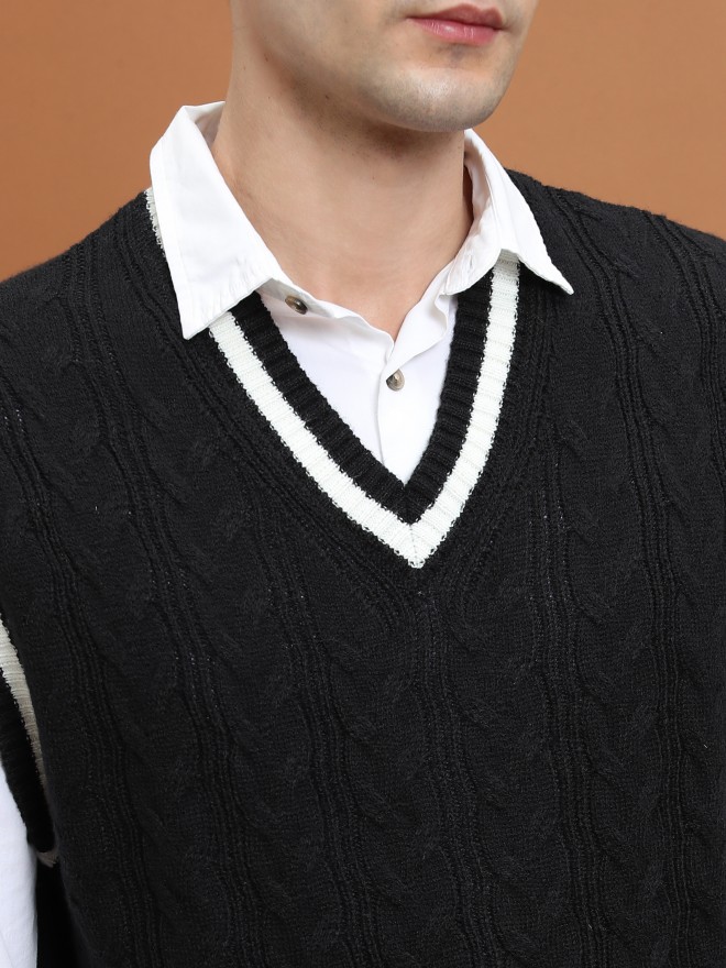 V neck black discount sweater