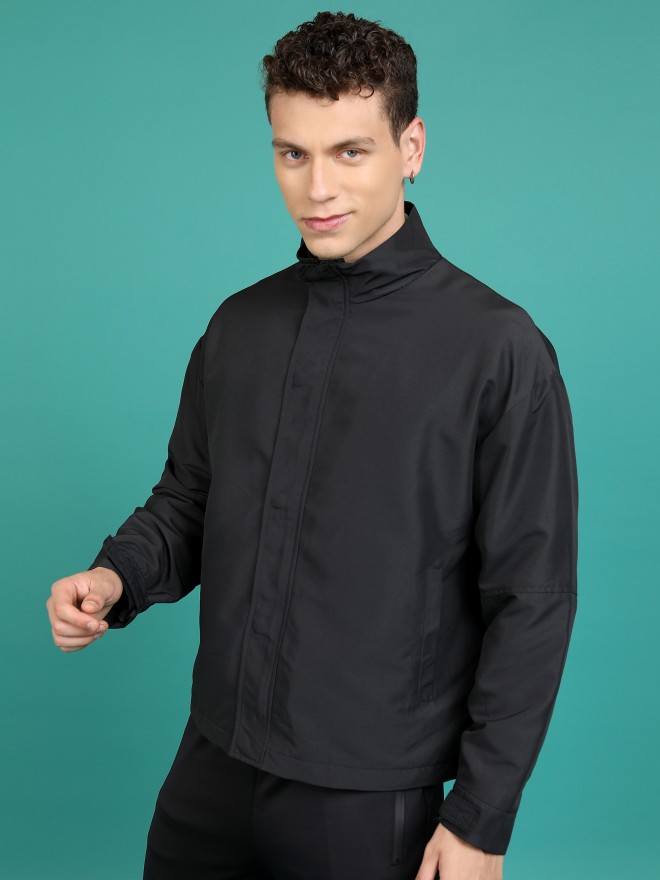 Highlander Men Black Solid Bomber Jackets 