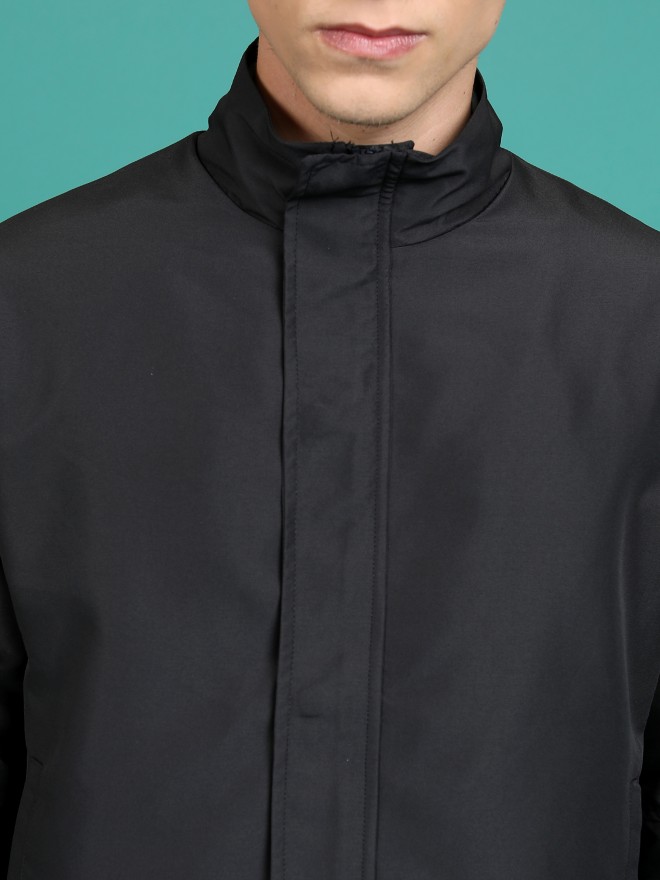 Highlander Men Black Solid Bomber Jackets 