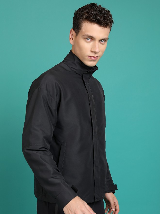 Highlander Men Black Solid Bomber Jackets 