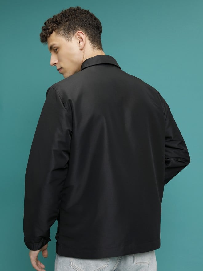 Highlander Men Black Solid Open Front  Jackets 