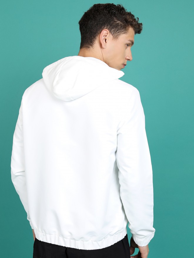 Highlander Men White Solid Bomber Jackets 