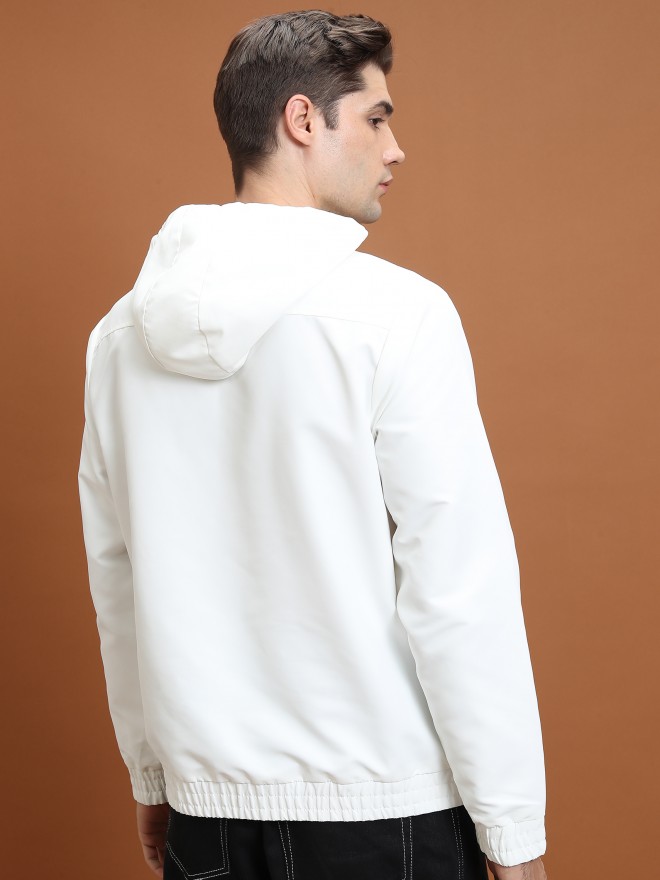 Highlander Men White Solid Bomber Jackets 