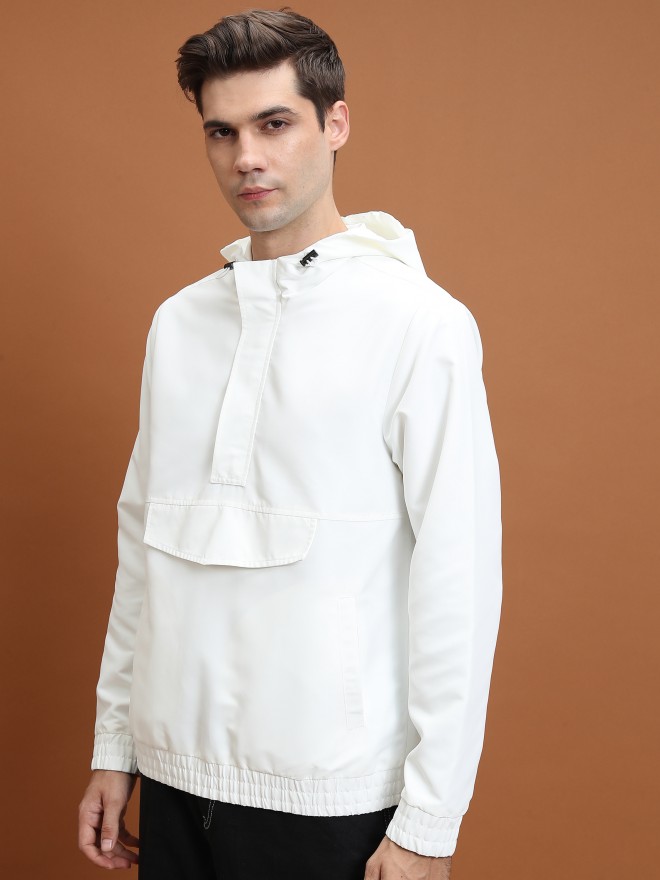 Highlander Men White Solid Bomber Jackets 