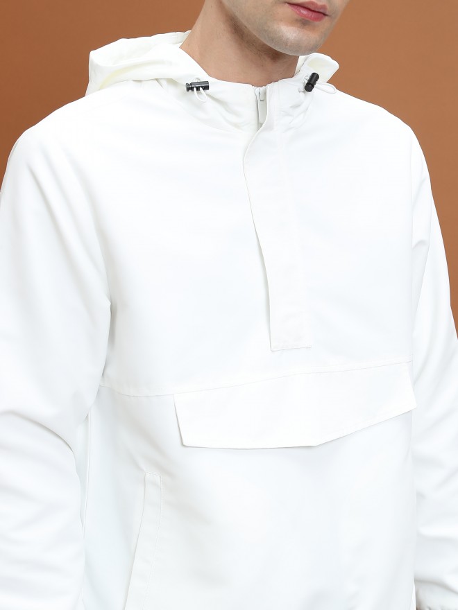 Highlander Men White Solid Bomber Jackets 