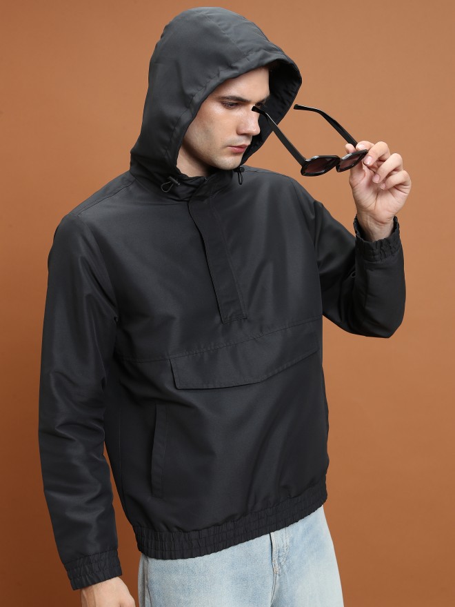 Highlander Men Black Solid Bomber Jackets 