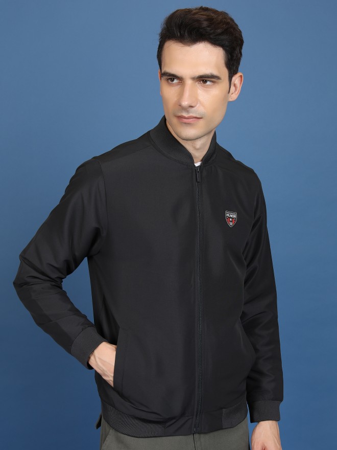 Highlander Men Black Solid Bomber Jackets 