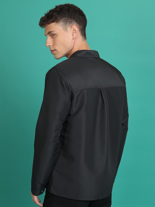 Ketch Men Black Solid Open Front  Jackets 