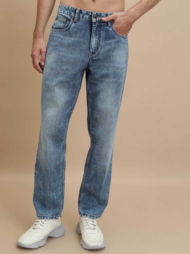 Buy Highlander Light Blue Straight Fit Stretchable Jeans for Men