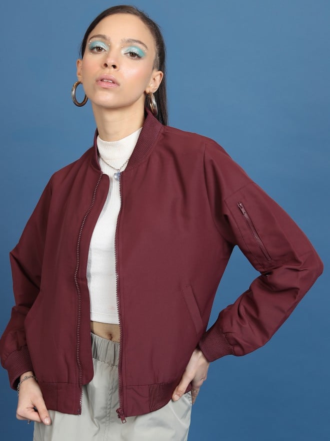 Tokyo Talkies Women Red Bomber Jackets 