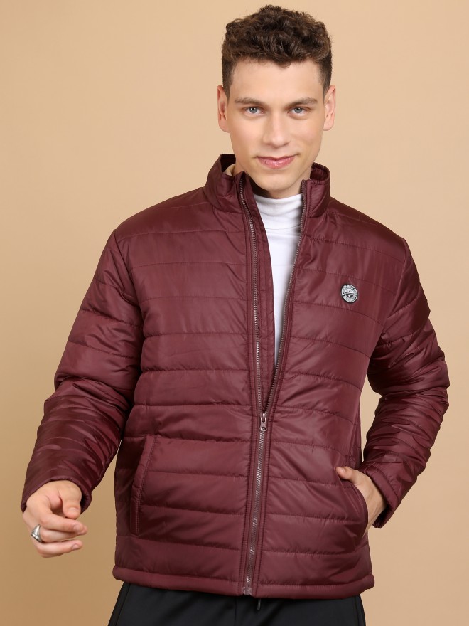 Highlander Men Maroon Solid Padded  Jackets 