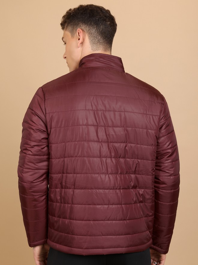 Highlander Men Maroon Solid Padded  Jackets 