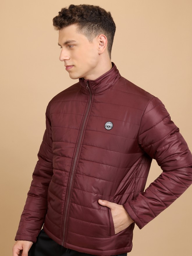 Highlander Men Maroon Solid Padded  Jackets 