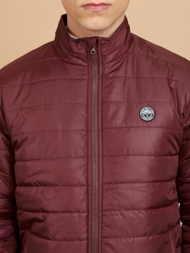 Highlander Men Maroon Solid Padded  Jackets 