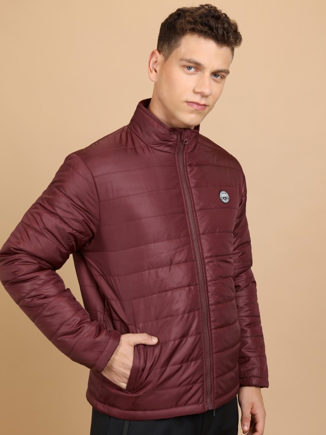 Highlander Men Maroon Solid Padded  Jackets 