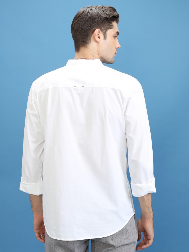 Buy Highlander White Solid Slim Fit Casual Shirt for Men Online at Rs ...