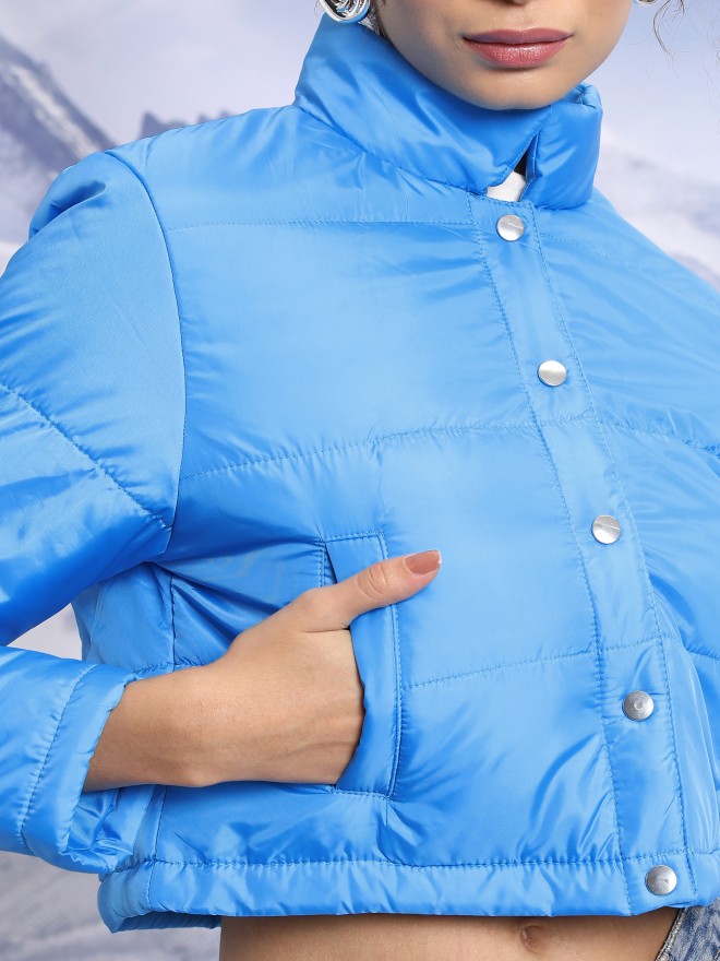 Tokyo Talkies Women Blue Puffer  Jackets 