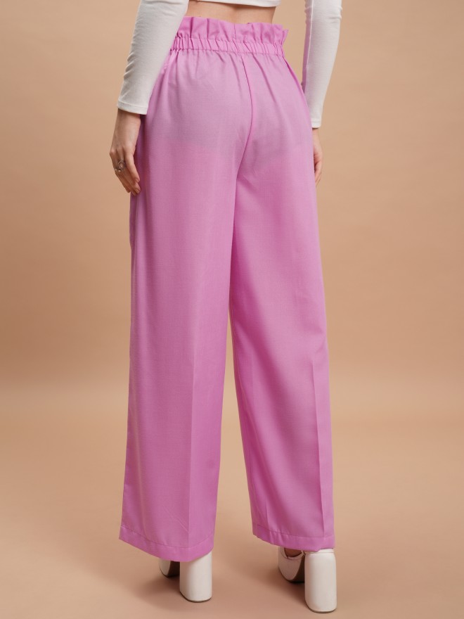 Ketch Women Pink Solid Regular Fit Casual Trousers 