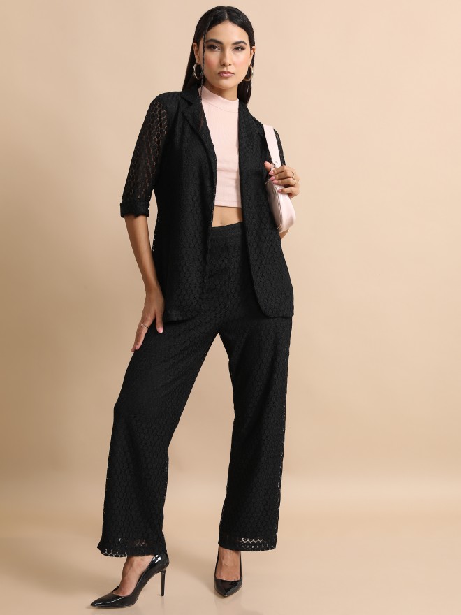Buy Tokyo Talkies Black Coat With Trouser Co-Ords for Women Online at ...
