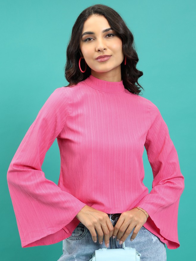 Tokyo Talkies Women Pink Solid Regular Tops 