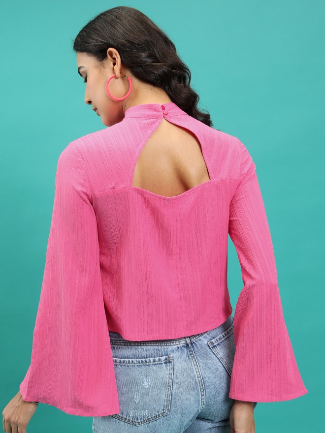 Tokyo Talkies Women Pink Solid Regular Tops 