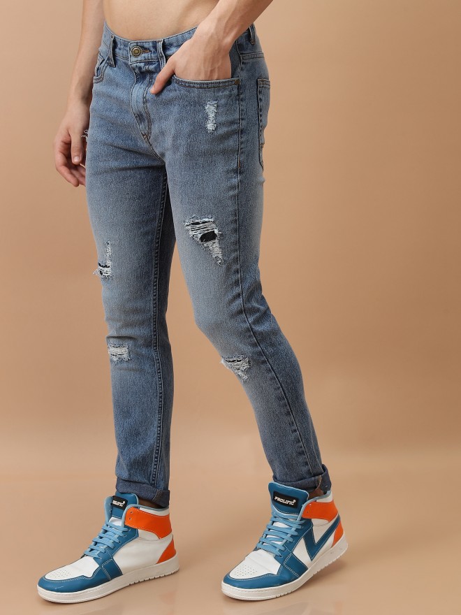 Buy Highlander Light Blue Tapered Fit Highly Distressed Stretchable Jeans  for Men Online at Rs.569 - Ketch