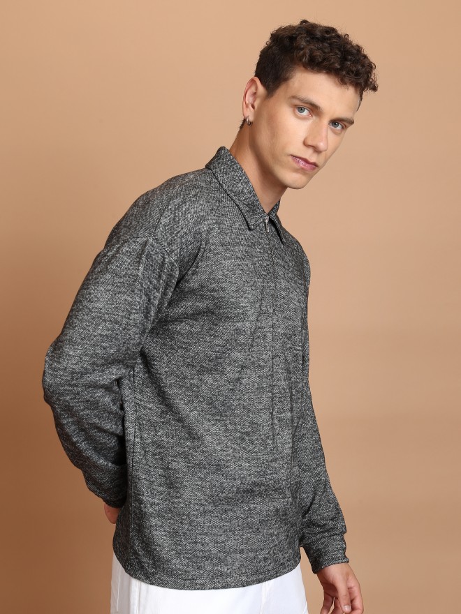 Highlander Men Charcoal Shirt Collar Pullover Sweaters 