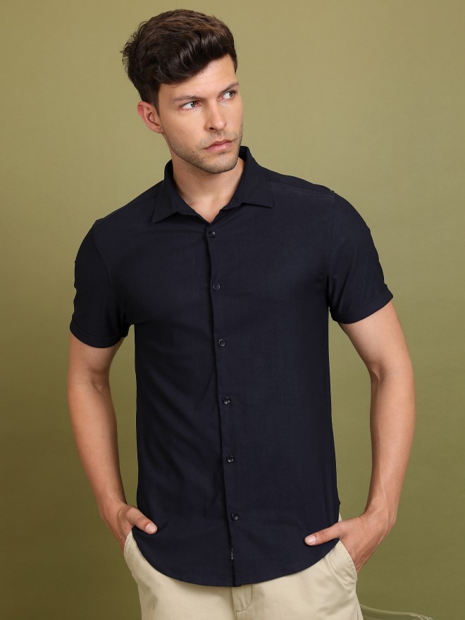 Buy Ketch Navy Solid Slim Fit Casual Shirt for Men Online at Rs.422 - Ketch