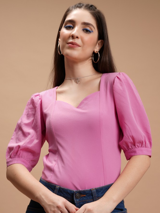 Ketch Women Pink Solid Regular Tops 