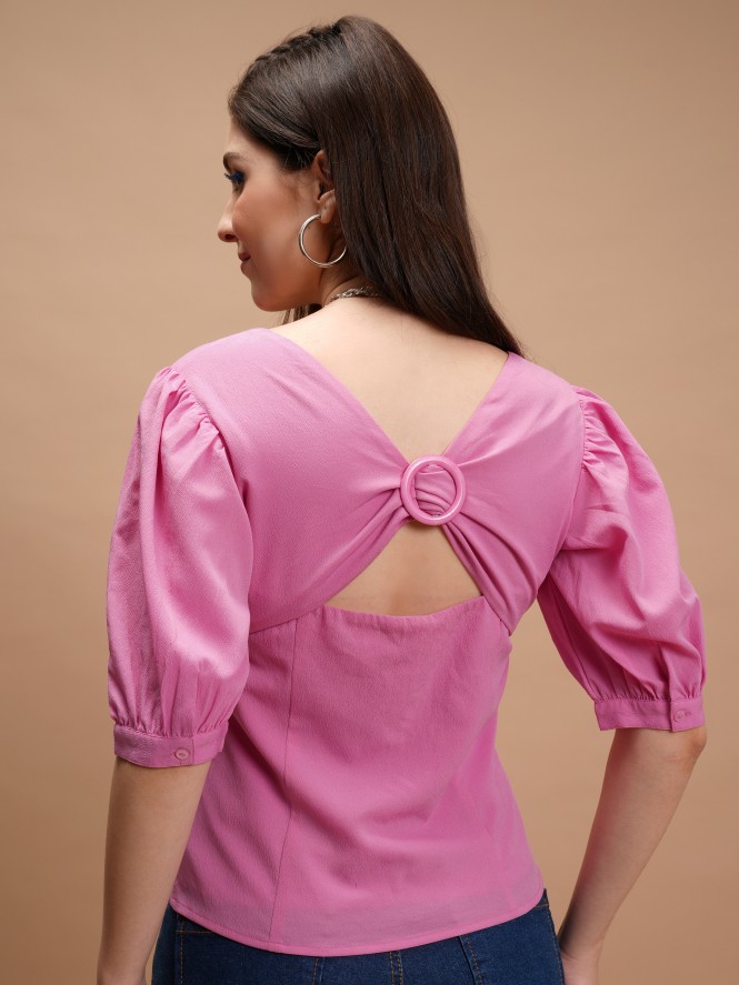 Ketch Women Pink Solid Regular Tops 