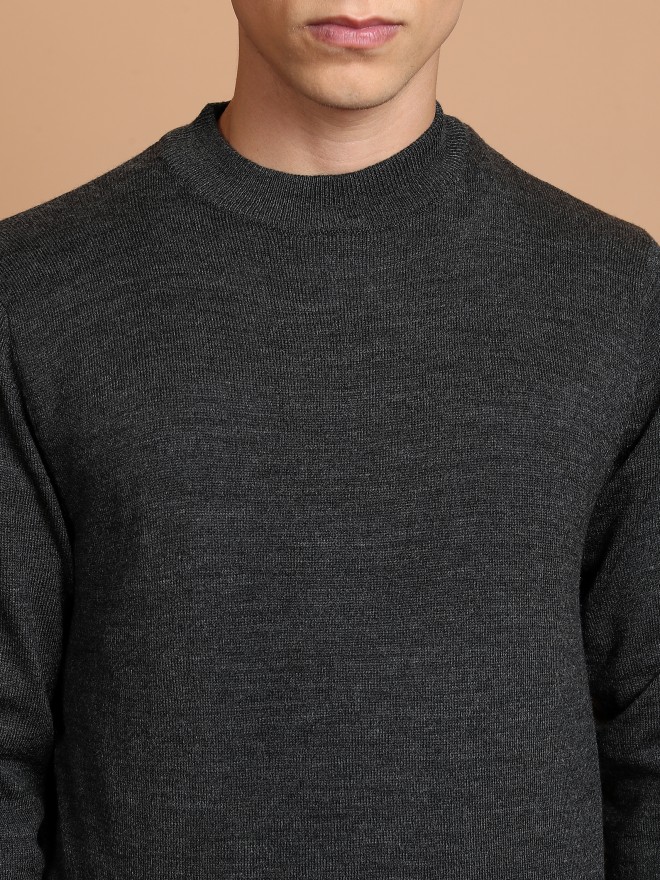 Highlander Men Grey Round Neck Pullover Sweaters 