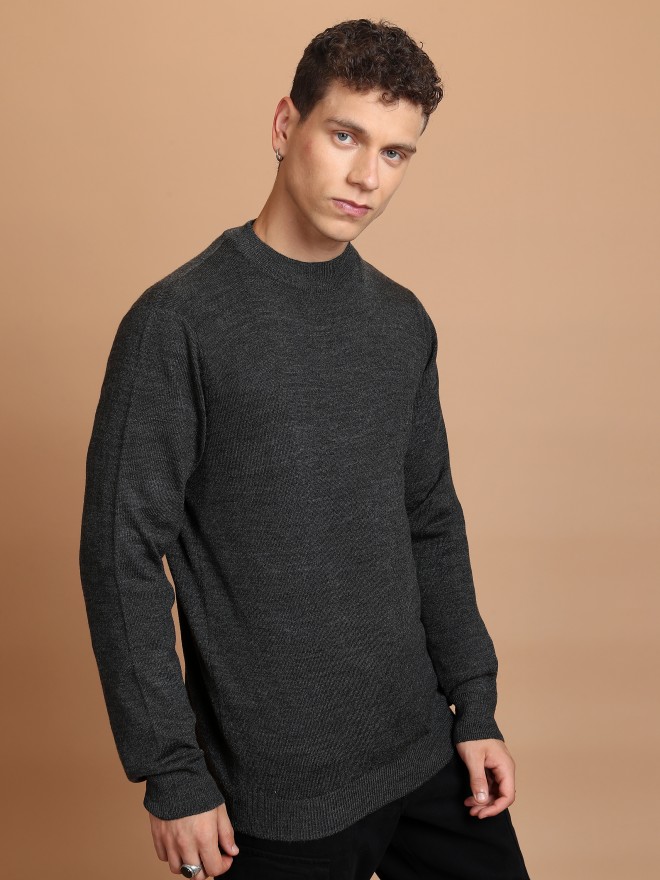 Highlander Men Grey Round Neck Pullover Sweaters 