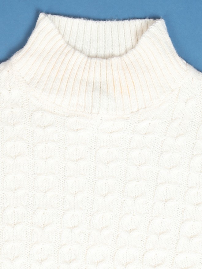 Tokyo Talkies Women White Turtle Neck Sweaters