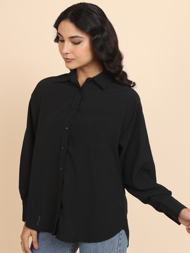 Ketch Women Black Solid Casual Shirts 