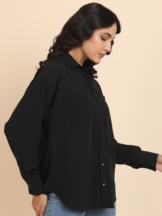 Ketch Women Black Solid Casual Shirts 