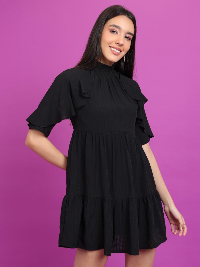 Buy Tokyo Talkies Black Solid A-Line Dress for Women Online at Rs.552 ...